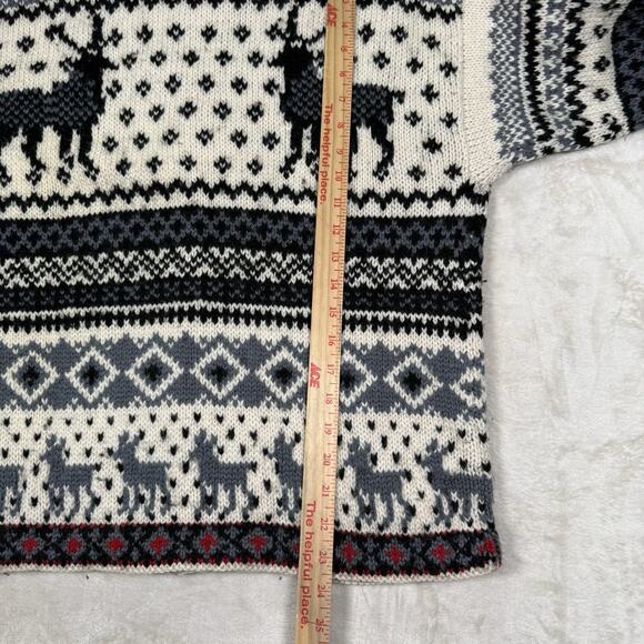 Vintage Putumayo 100% Wool Cardigan Button Fair Isle Holiday Reindeer Size Small - Picture 7 of 7